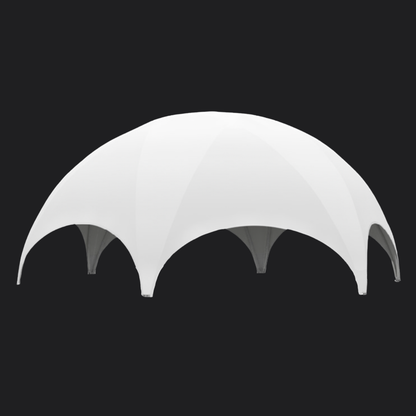 Hexadome tent maat L met robuust aluminium frame, brandwerende B1-M2 covers en TÜV-gecertificeerde extreme-weather rating, ideaal voor grote evenementen, bruiloften en bedrijfsfeesten.