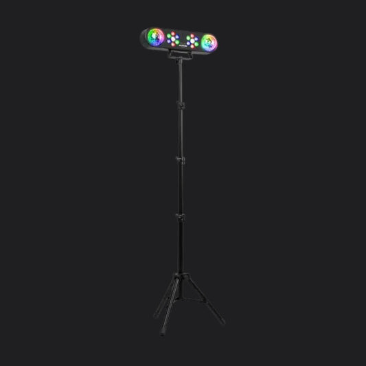 LED-lichtset met meerdere gekleurde lichteffecten op een verstelbaar statief van QPparty.